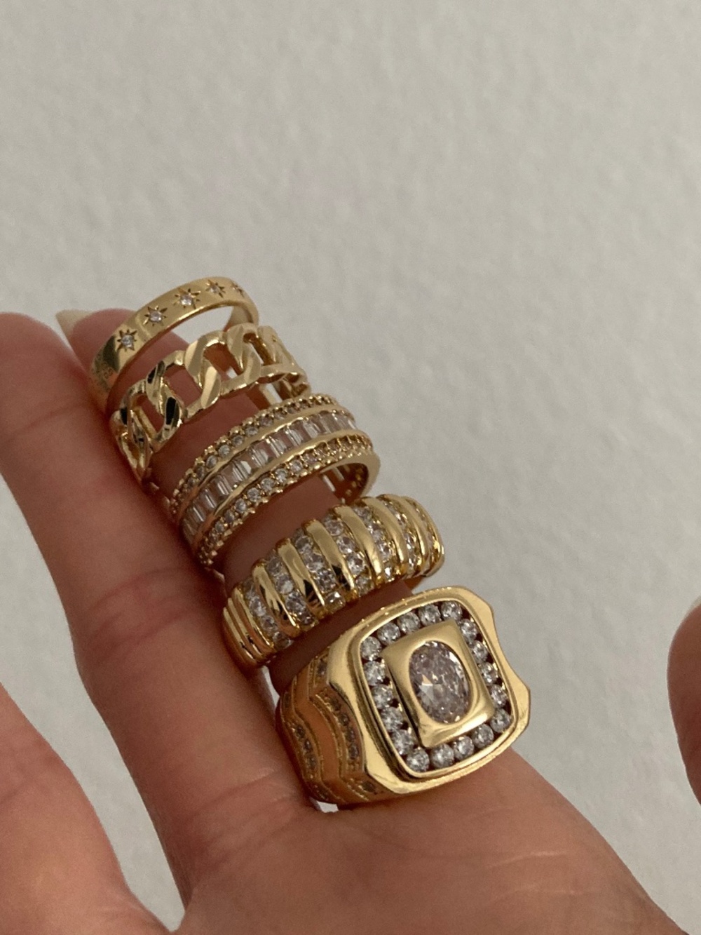 CHILD OF WILD SZ8 Ring SET Gold Stackable layering cocktail Rings Gold Set New